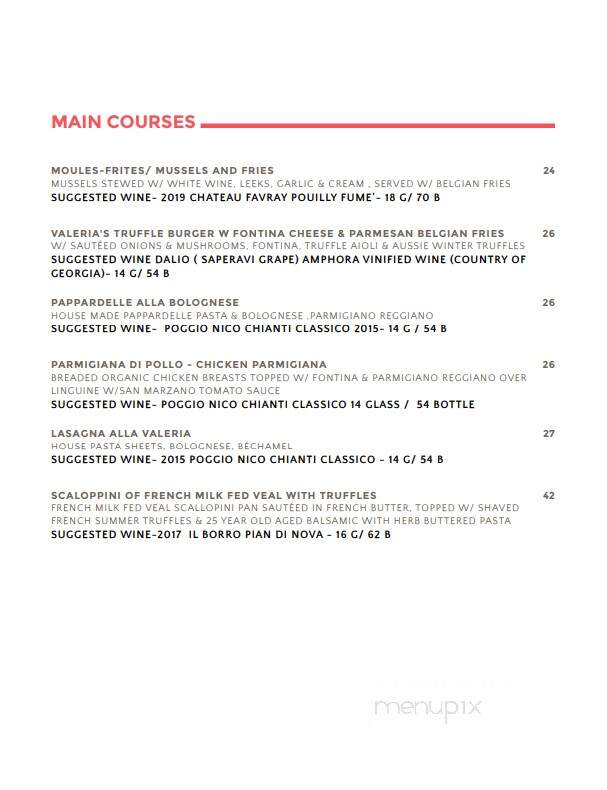 Valeria Farm To Table Restaurant - Boerne, TX menu_pic