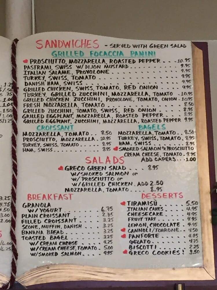 Caffe Greco - San Francisco, CA menu_pic