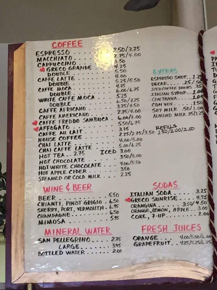 Caffe Greco - San Francisco, CA menu_pic