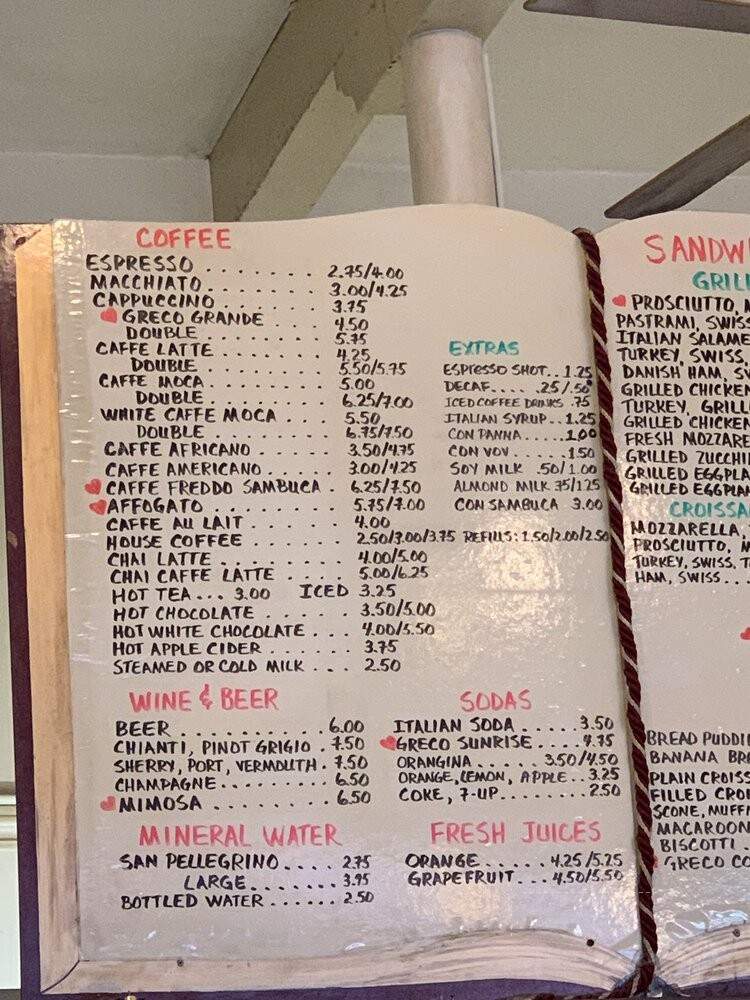 Caffe Greco - San Francisco, CA menu_pic