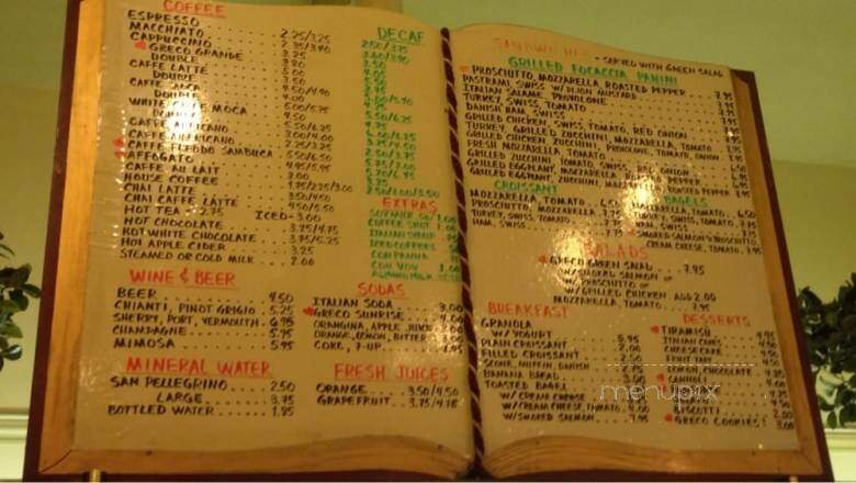 Caffe Greco - San Francisco, CA menu_pic