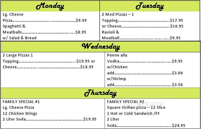 La Piazza di Caruso - Newark, DE menu_pic