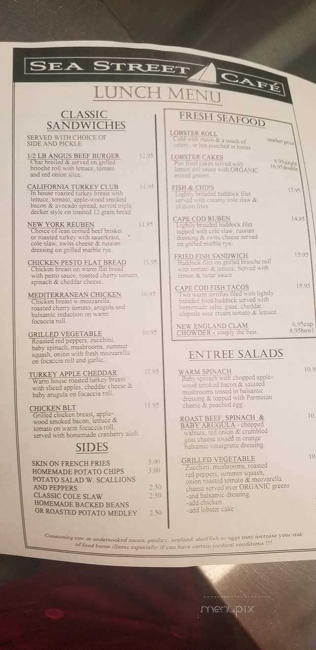 Sea Street Cafe - Hyannis, MA menu_pic