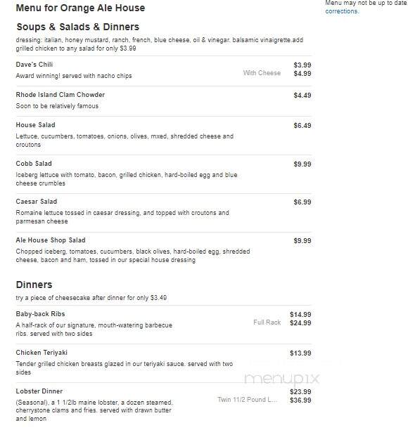 Orange Ale House - Orange, CT menu_pic