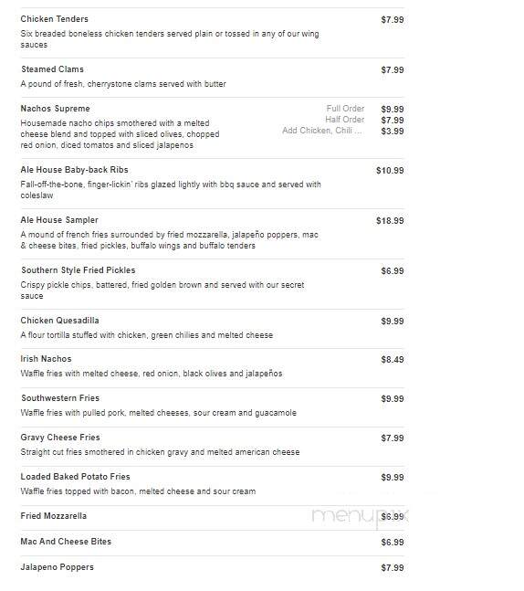 Orange Ale House - Orange, CT menu_pic