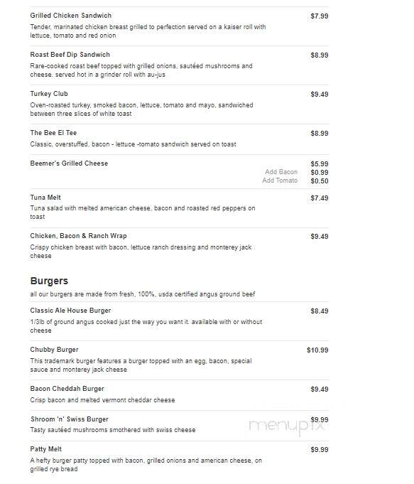 Orange Ale House - Orange, CT menu_pic