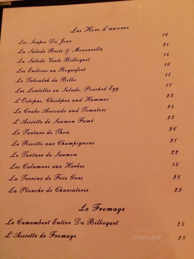 Le Bilboquet - New York, NY menu_pic