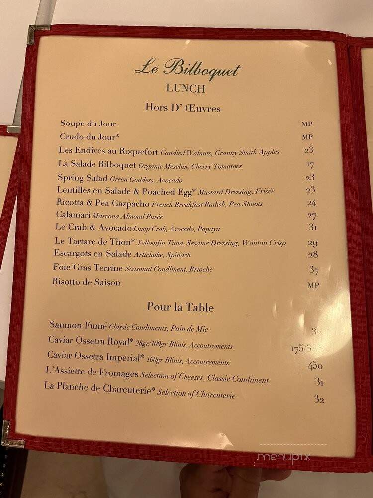 Le Bilboquet - New York, NY menu_pic