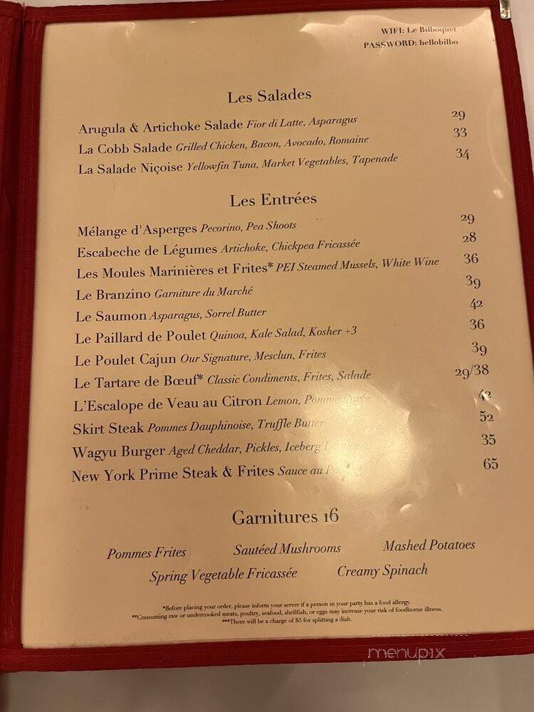 Le Bilboquet - New York, NY menu_pic