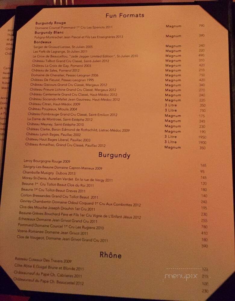 Le Bilboquet - New York, NY menu_pic