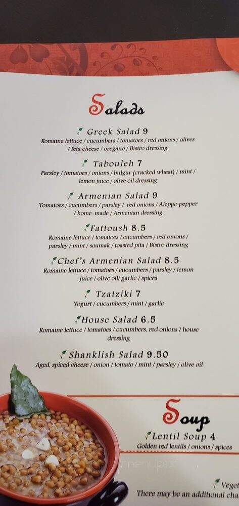 Mediterranean Bistro - Porter Ranch, CA menu_pic