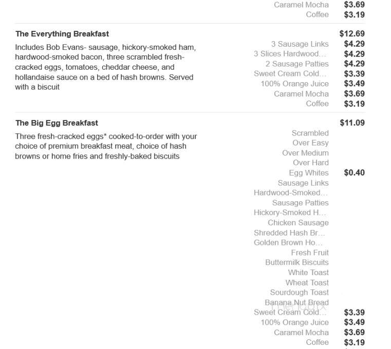 Bob Evans Restaurant - Bear, DE menu_pic