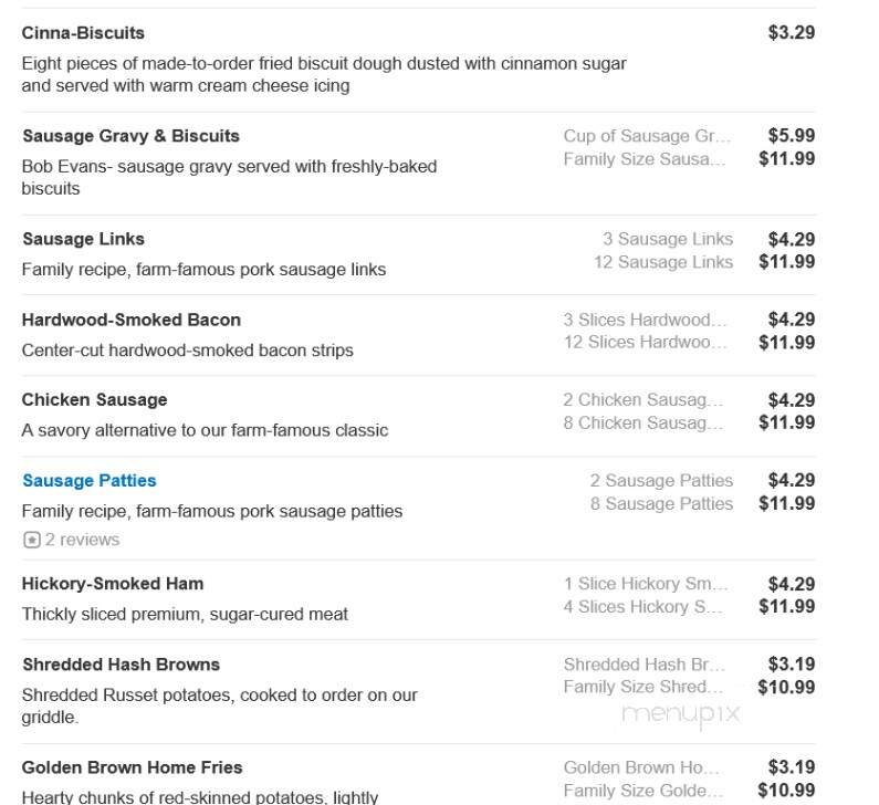 Bob Evans Restaurant - Bear, DE menu_pic