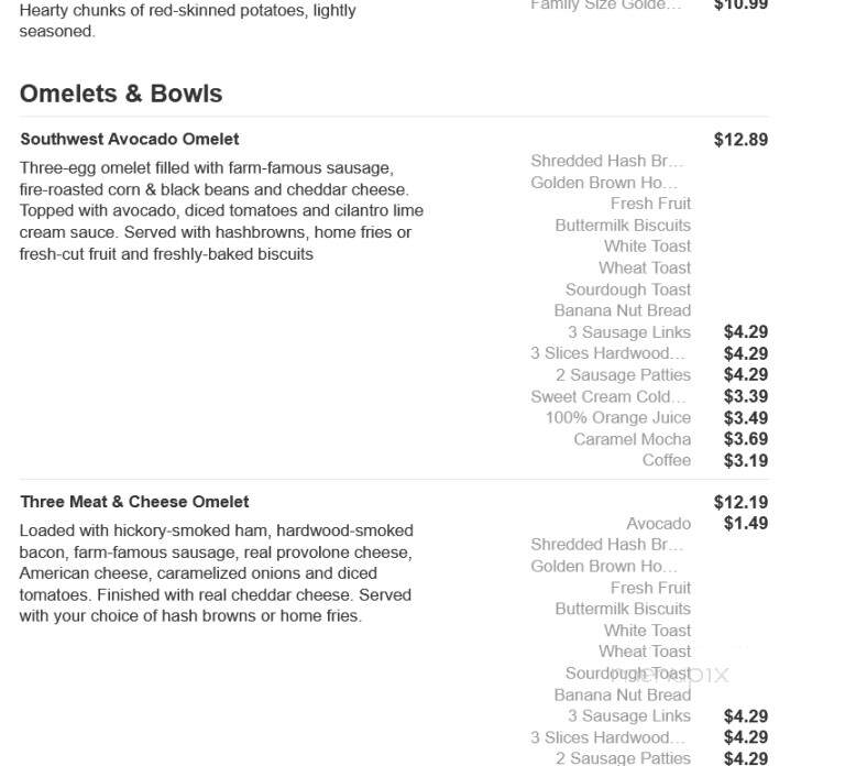 Bob Evans Restaurant - Bear, DE menu_pic