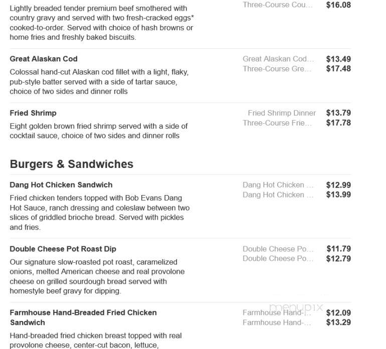 Bob Evans Restaurant - Bear, DE menu_pic