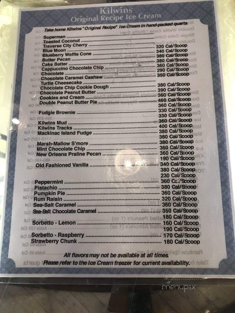 Kilwin's Chocolates & Ice Cream - Holland, MI menu_pic