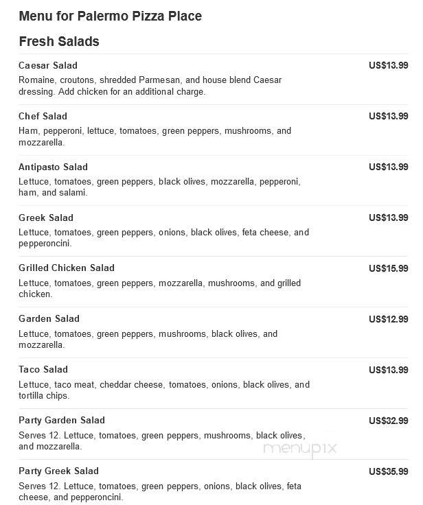 Palermo Pizza Place - Jenison, MI menu_pic