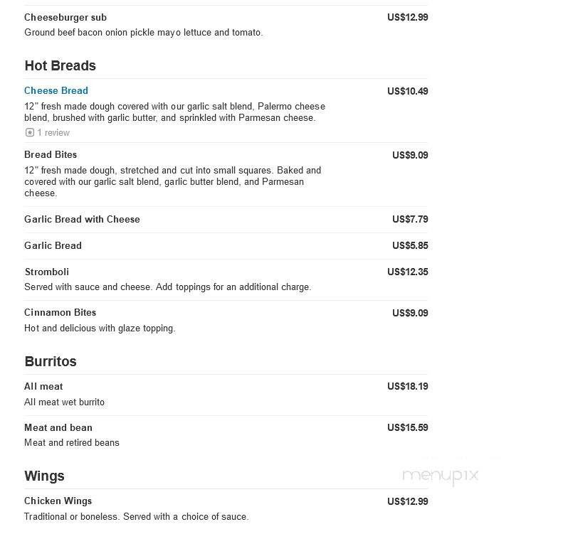 Palermo Pizza Place - Jenison, MI menu_pic