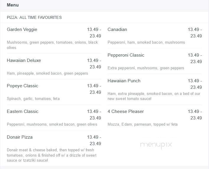 Islander Pizza & Pasta - Courtenay, BC menu_pic