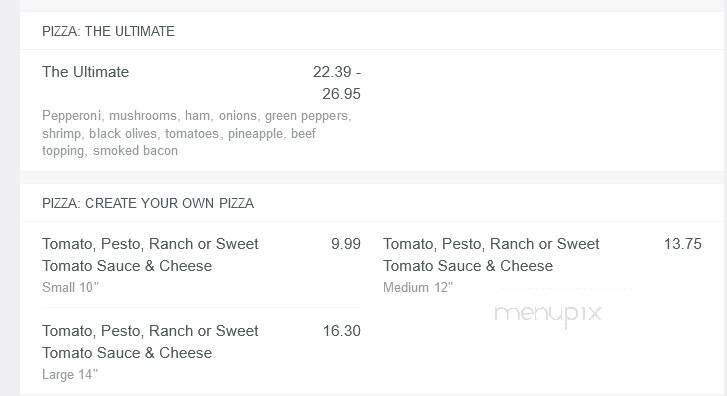 Islander Pizza & Pasta - Courtenay, BC menu_pic