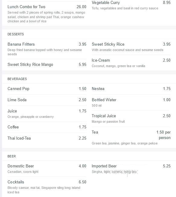 Thai Orchid Restaurant - Pickering, ON menu_pic