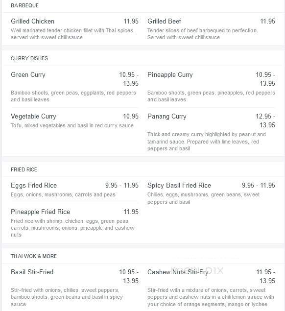 Thai Orchid Restaurant - Pickering, ON menu_pic