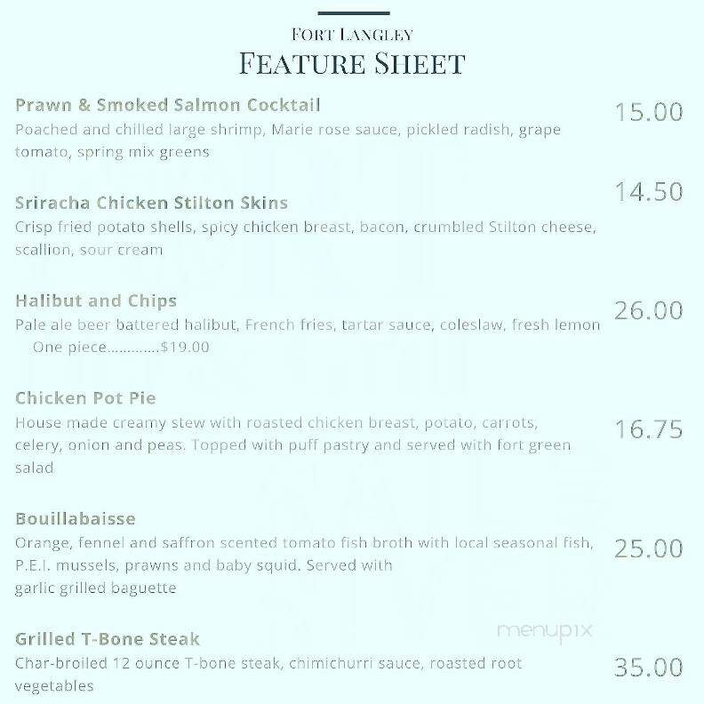 Fort Pub and Grill - Langley, BC menu_pic