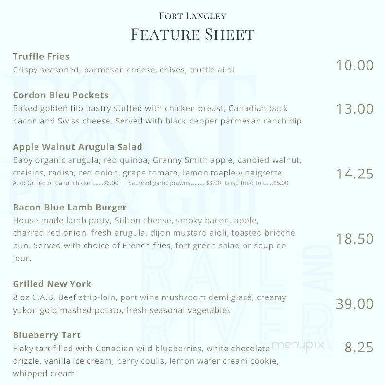 Fort Pub and Grill - Langley, BC menu_pic