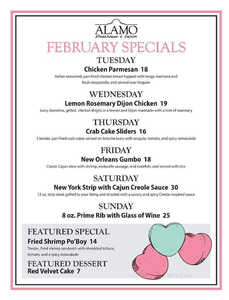 Alamo Steakhouse & Saloon - Mattoon, IL menu_pic