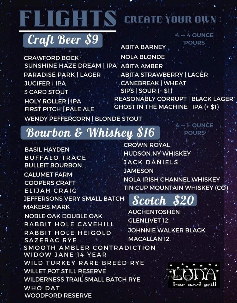 Luna Bar & Grill - Lake Charles, LA menu_pic