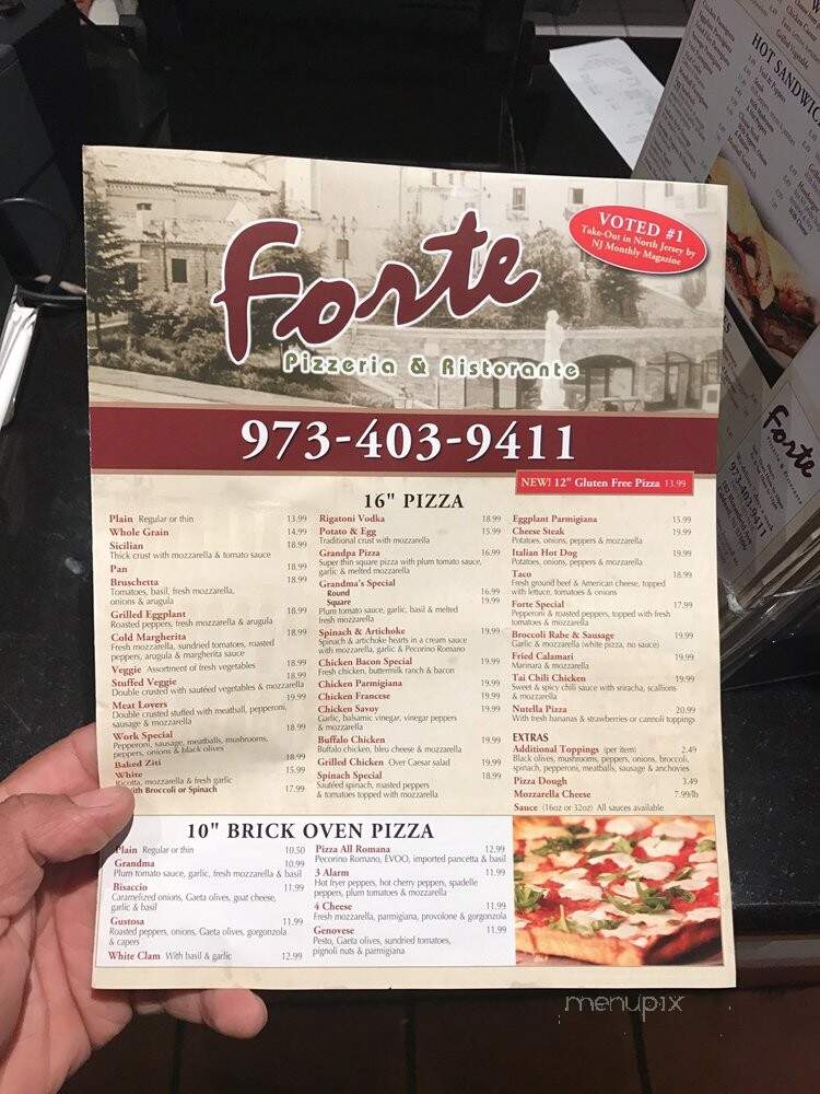 Forte Pizzaria - Caldwell, NJ menu_pic