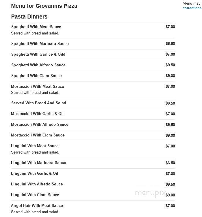 Giovanni's Pizza - Hickory, NC menu_pic