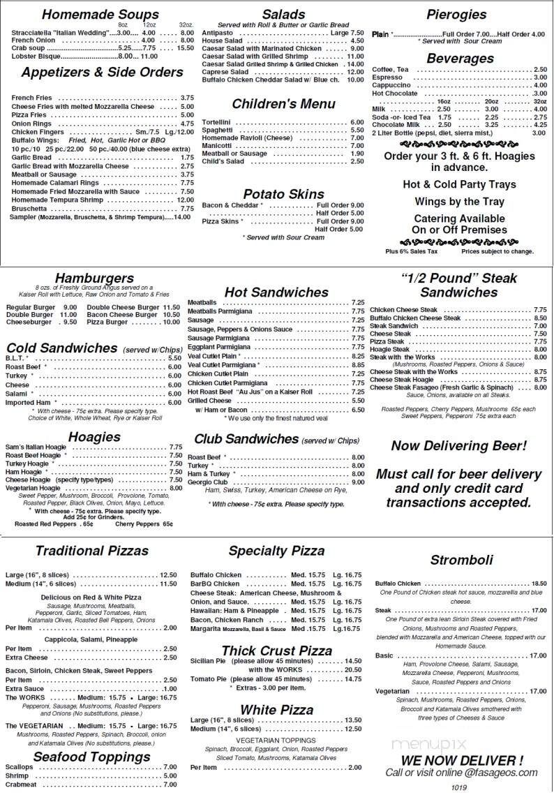 Fasageo's Italian Restaurant - Sellersville, PA menu_pic