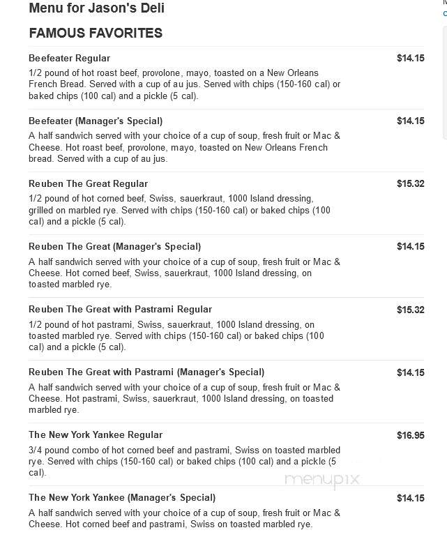 Jason's Deli - The Woodlands, TX menu_pic