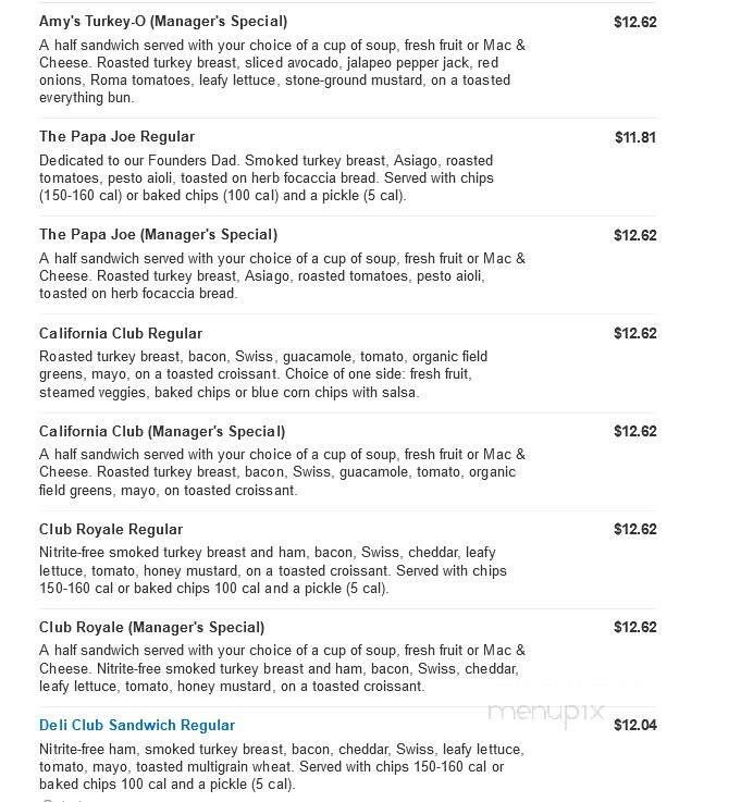 Jason's Deli - The Woodlands, TX menu_pic