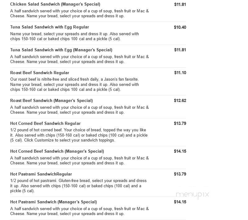 Jason's Deli - The Woodlands, TX menu_pic