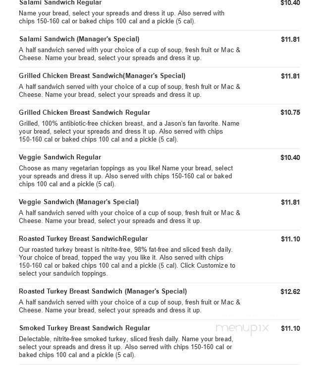 Jason's Deli - The Woodlands, TX menu_pic