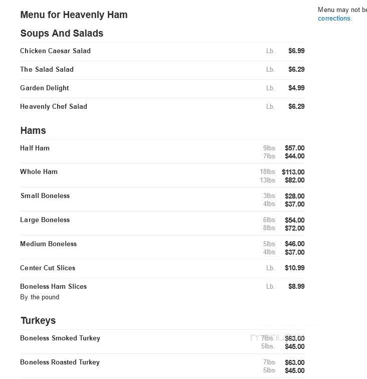 Heavenly Ham - Winchester, VA menu_pic