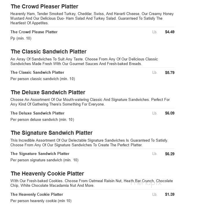 Heavenly Ham - Winchester, VA menu_pic