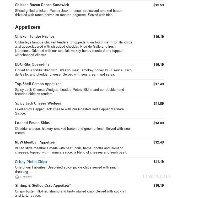 O'Charley's - Harrisonburg, VA menu_pic