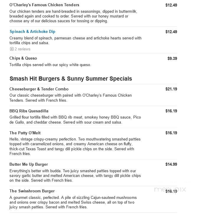 O'Charley's - Harrisonburg, VA menu_pic