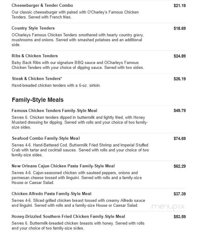 O'Charley's - Harrisonburg, VA menu_pic