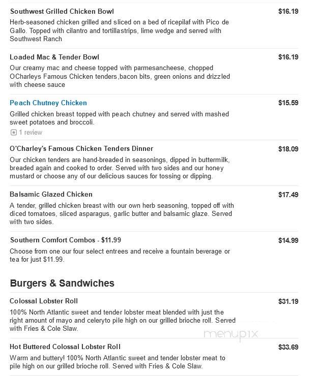 O'Charley's - Harrisonburg, VA menu_pic
