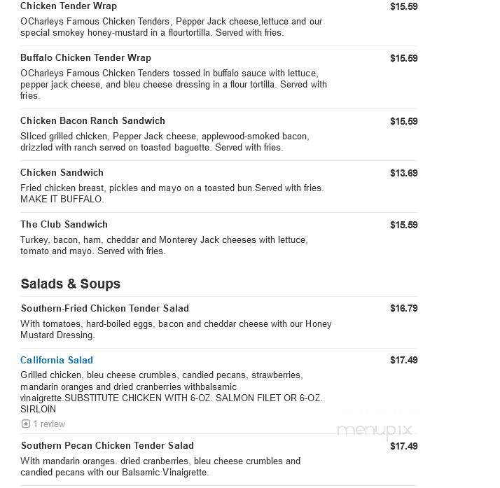 O'Charley's - Harrisonburg, VA menu_pic