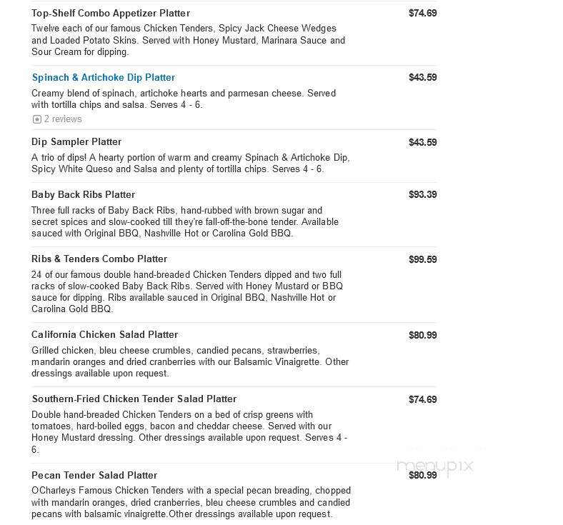 O'Charley's - Harrisonburg, VA menu_pic