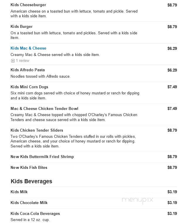 O'Charley's - Harrisonburg, VA menu_pic