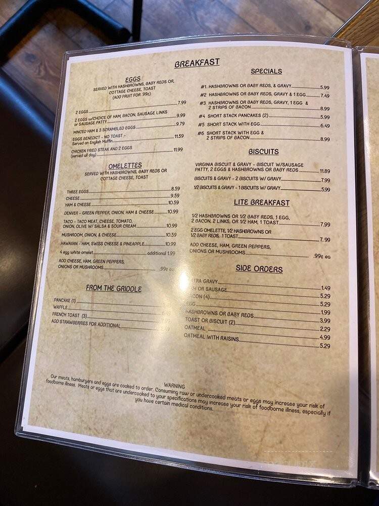 Fireside Cafe - Kalama, WA menu_pic