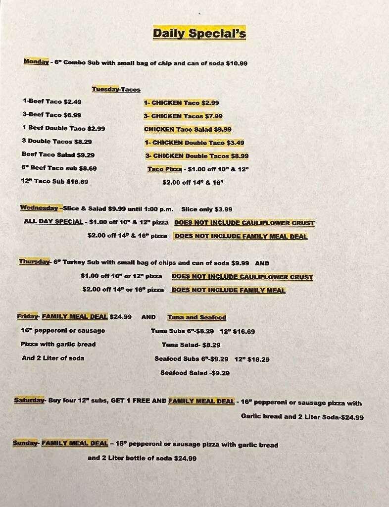 P J's Pizza - Watertown, WI menu_pic