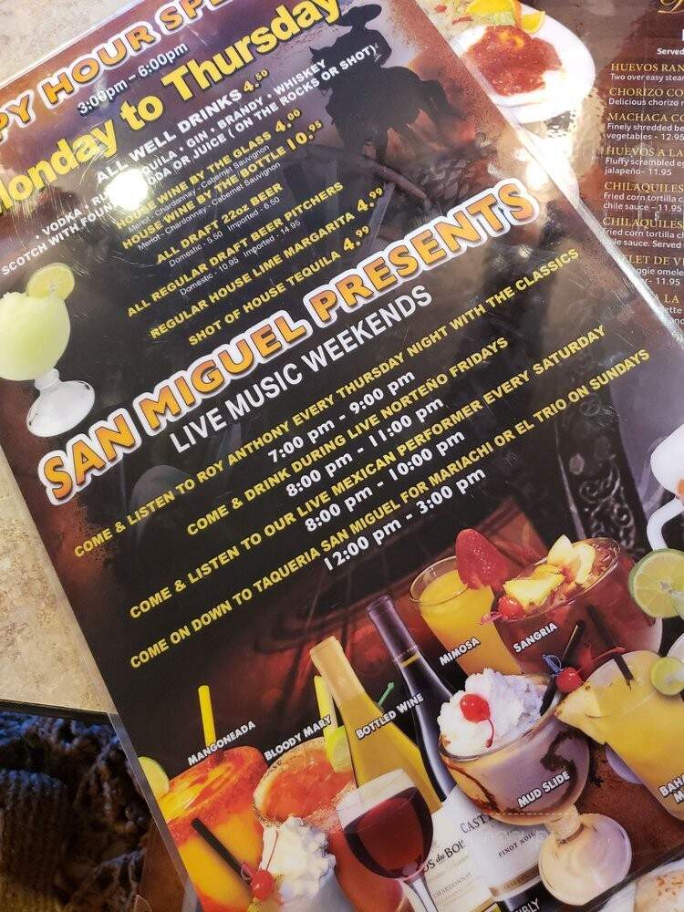 Taqueria San Miguel - Cathedral City, CA menu_pic