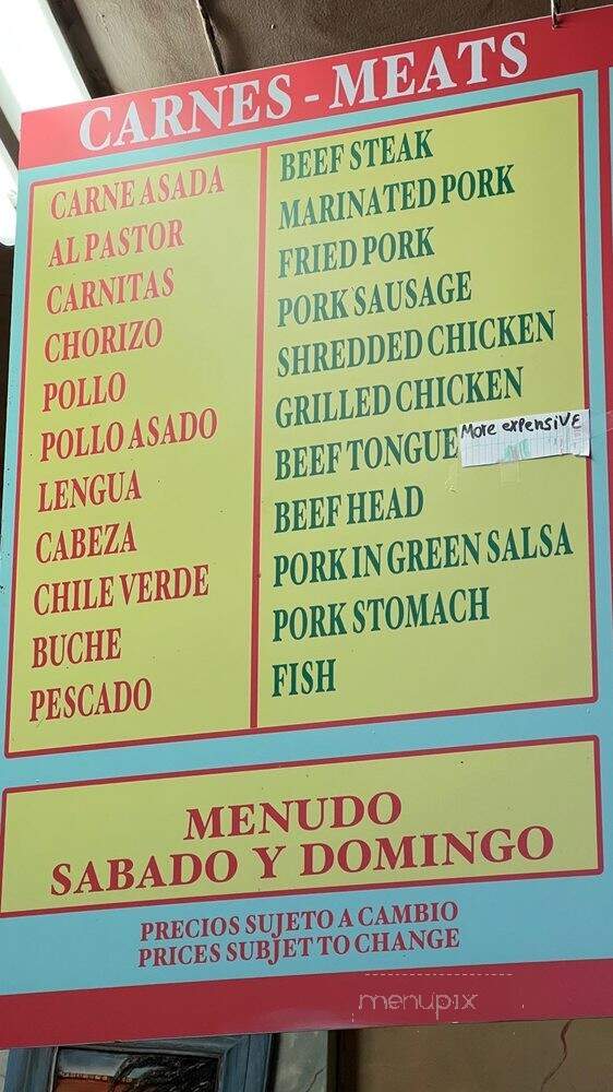 Taqueria San Jose - San Rafael, CA menu_pic